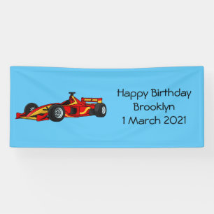 High speed racing cars cartoon illustration banner