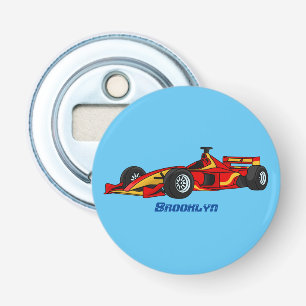 High speed racing cars cartoon illustration bottle opener