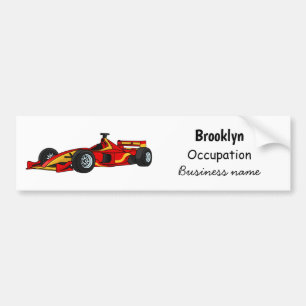 High speed racing cars cartoon illustration bumper sticker