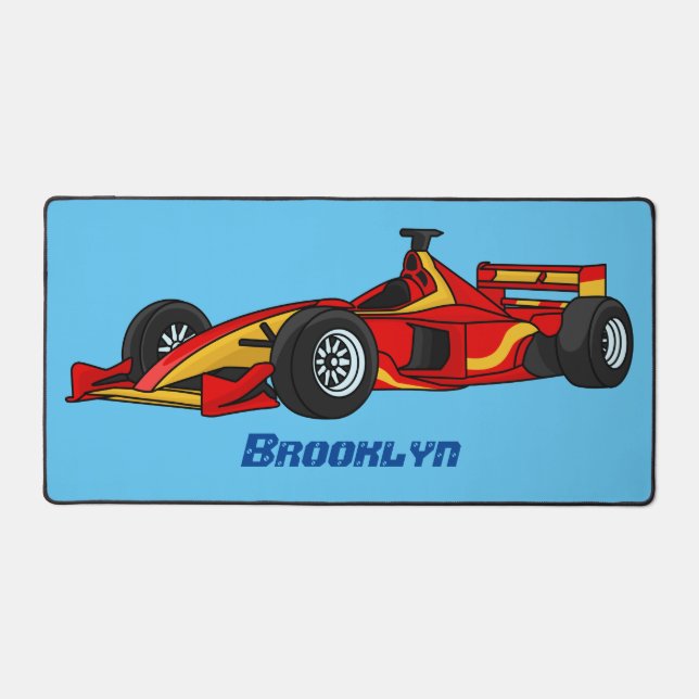 High speed racing cars cartoon illustration desk mat (Front)