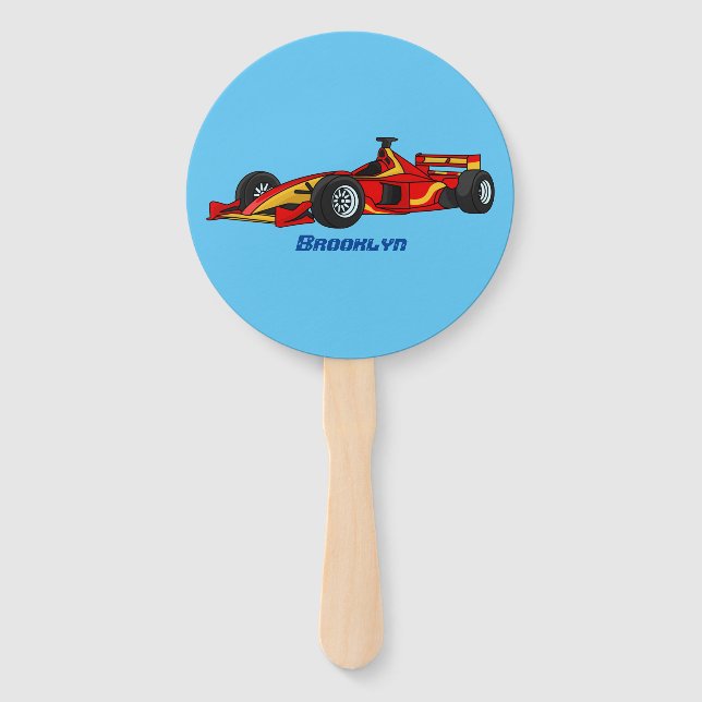 High speed racing cars cartoon illustration hand fan (Front)
