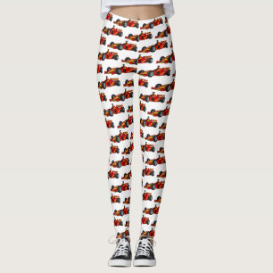 High speed racing cars cartoon illustration leggings