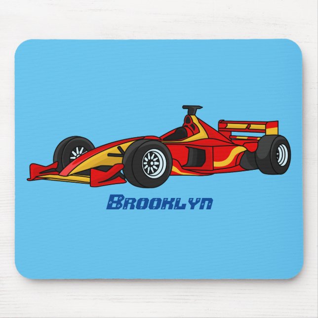 High speed racing cars cartoon illustration mouse mat (Front)