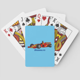 High speed racing cars cartoon illustration playing cards