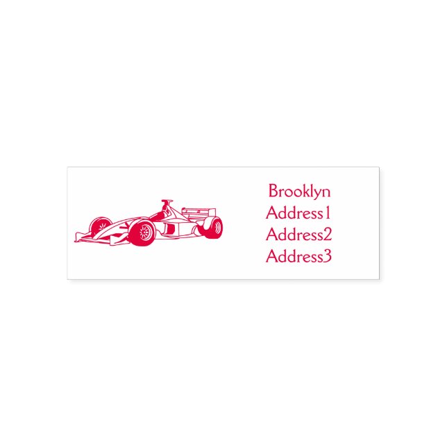 High speed racing cars cartoon illustration self-inking stamp (Design)