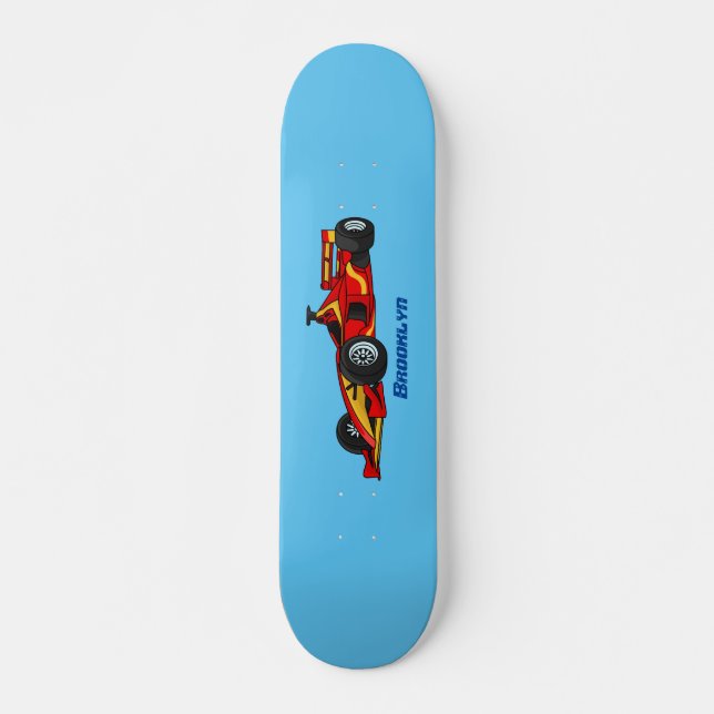 High speed racing cars cartoon illustration skateboard (Front)