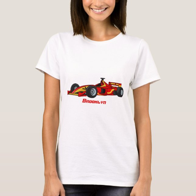 High speed racing cars cartoon illustration T-Shirt (Front)