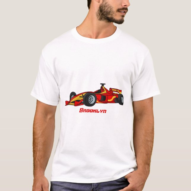 High speed racing cars cartoon illustration T-Shirt (Front)