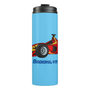 High speed racing cars cartoon illustration thermal tumbler