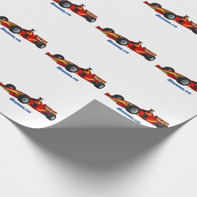 High speed racing cars cartoon illustration wrapping paper (Corner)