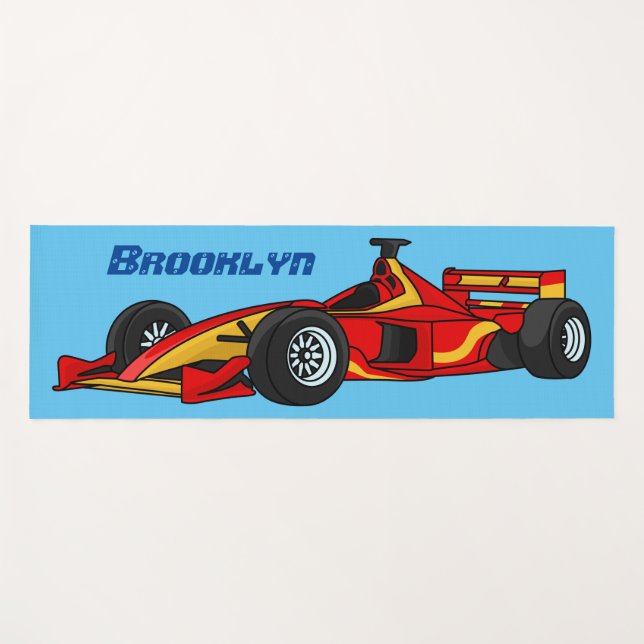 High speed racing cars cartoon illustration  yoga mat (Front (Horizontal))