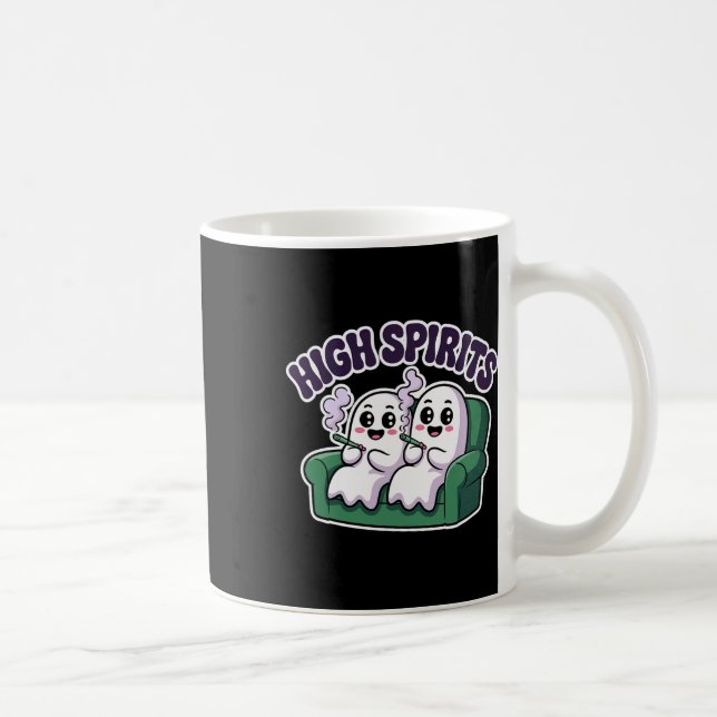 High Spirits Funny Ghost Weed Halloween Humour  Coffee Mug (Right)