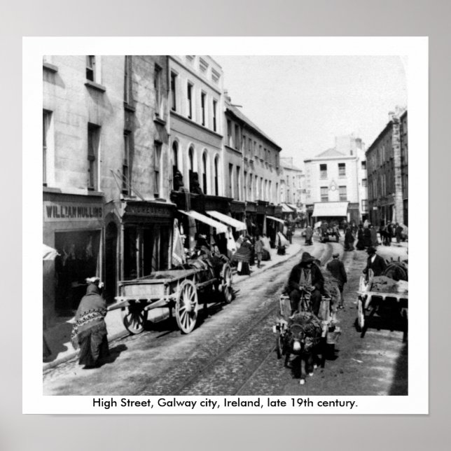 High Street Galway, Ireland,  late19th Century Poster (Front)