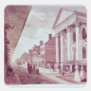 High street with the first Presbyterian Church Square Sticker