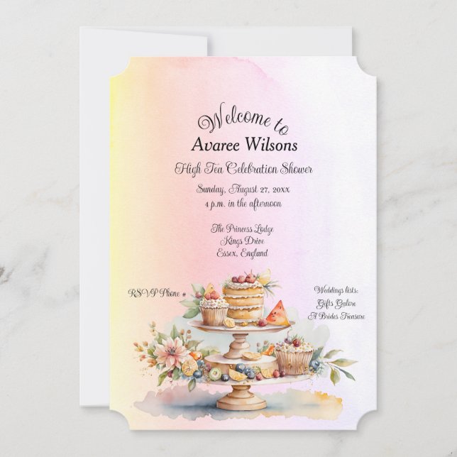 High Tea Celebration Bridal Shower Announcement (Front)