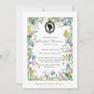 high tea garden party,beautiful soft pastel  invit invitation