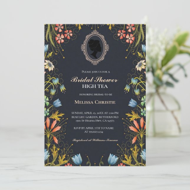 high tea garden party,beautiful soft pastel  invitation (Standing Front)