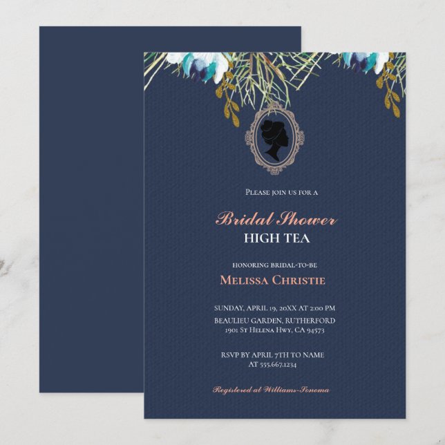 high tea garden party,beautiful soft pastel  invitation (Front/Back)