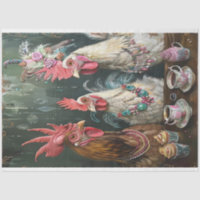High Tea Hens Poultry Decoupage