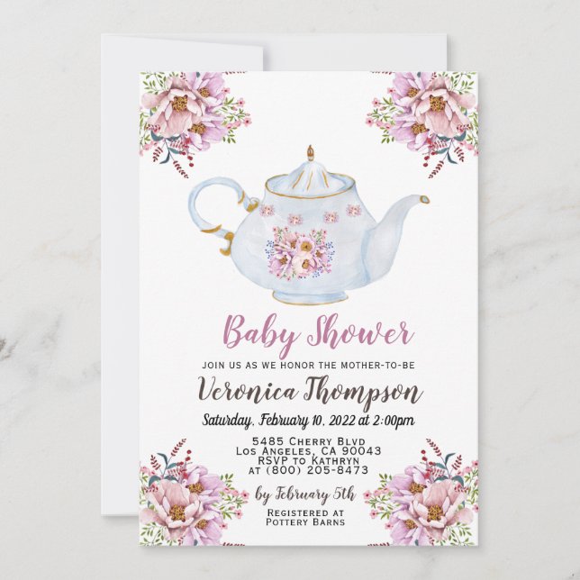 High Tea Party Baby Shower Invitation (Front)