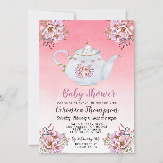 High Tea Party Baby Shower Invitation (Front)