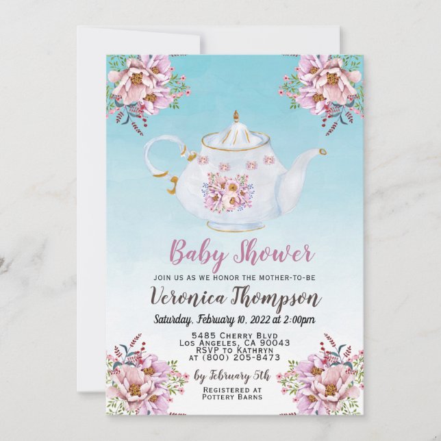High Tea Party Baby Shower Invitation (Front)