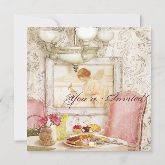 High Tea Party Invitation. Shabby Chic, Victorian. Invitation (Front)