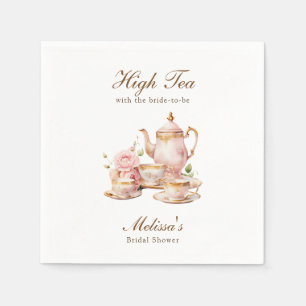 High Tea Pastel Gold Bridal Shower Napkin