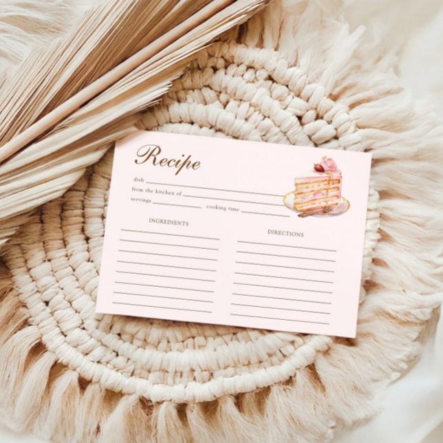 High Tea Pastel Pink Bridal Shower Recipe Enclosure Card (Creator Uploaded)