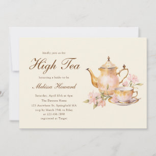 High Tea Pastel Yellow Gold Bridal Shower Invitation