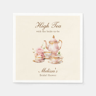High Tea Pastel Yellow Gold Bridal Shower Napkin