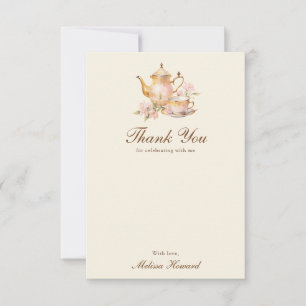 High Tea Pastel Yellow Gold Bridal Shower Thank You Card