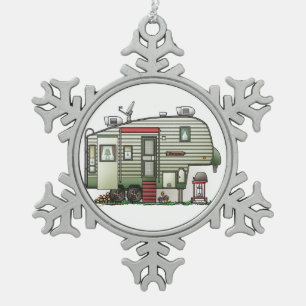 High Tech 5th Wheel Snowflake Pewter Christmas Ornament