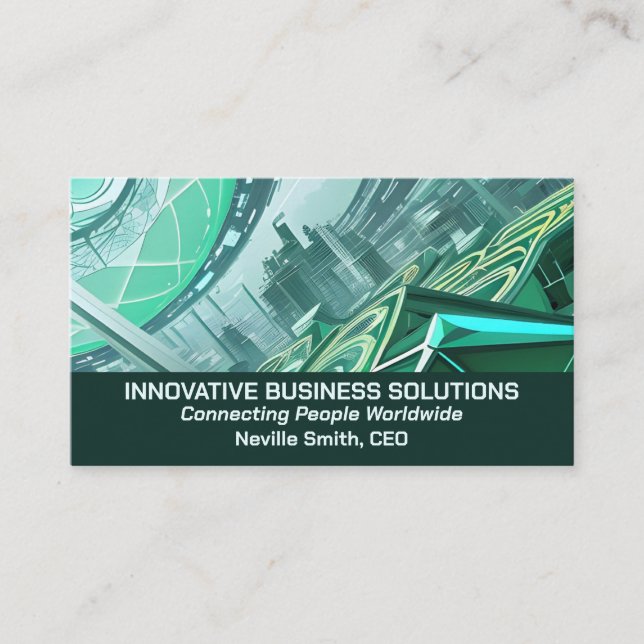 High Tech Business Cityscape Business Card (Front)