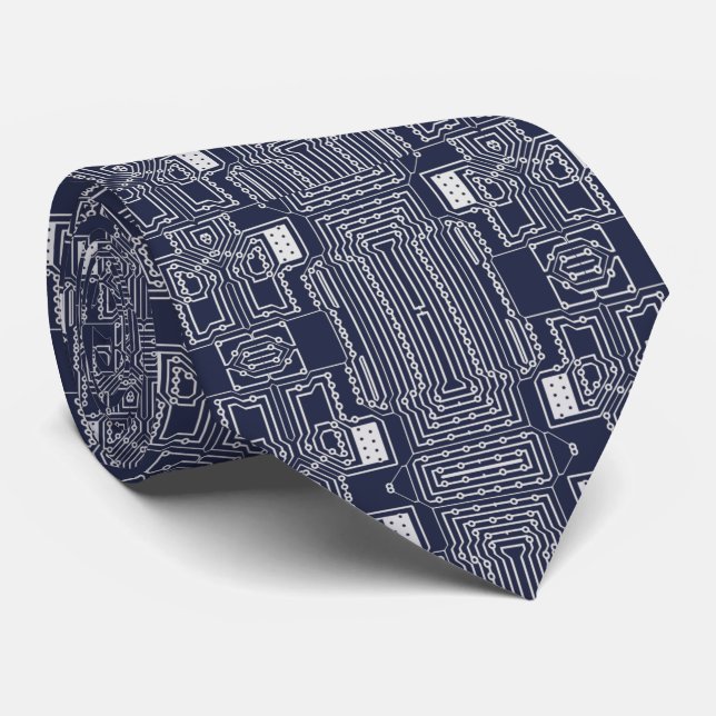 High Tech Circuit Board Your Background Colour Tie (Rolled)