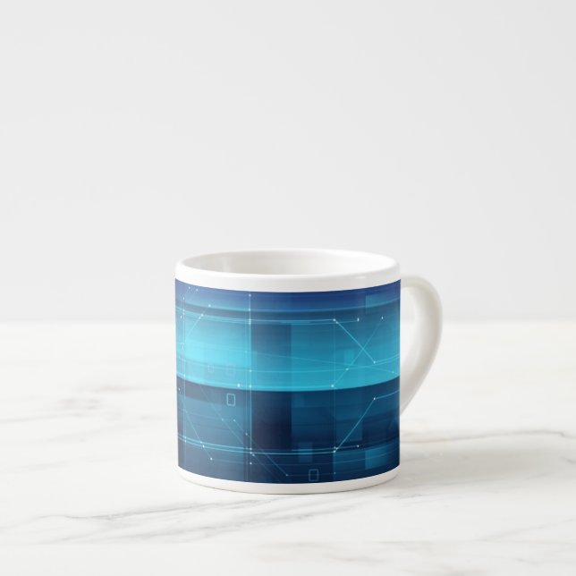 High tech digital background espresso cup (Front Right)