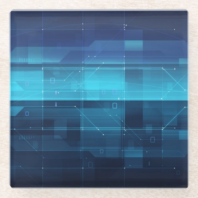 High tech digital background glass coaster (Front)