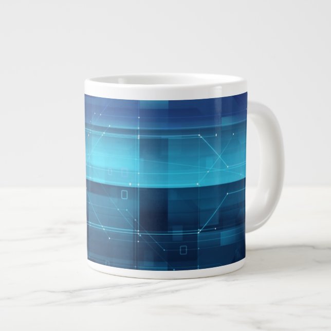 High tech digital background large coffee mug (Front Right)