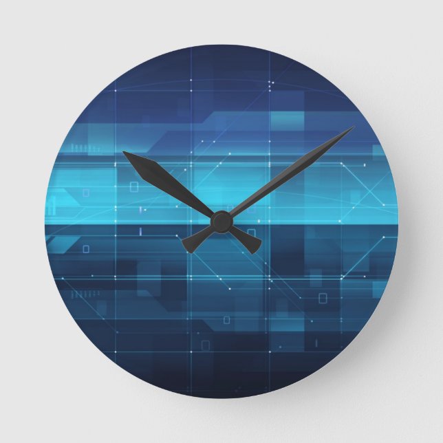 High tech digital background round clock (Front)