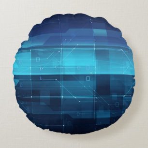 High tech digital background round cushion