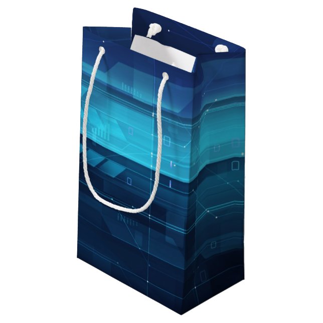 High tech digital background small gift bag (Back Angled)