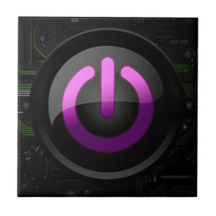 High-Tech Elegance: Purple Power Button Tile