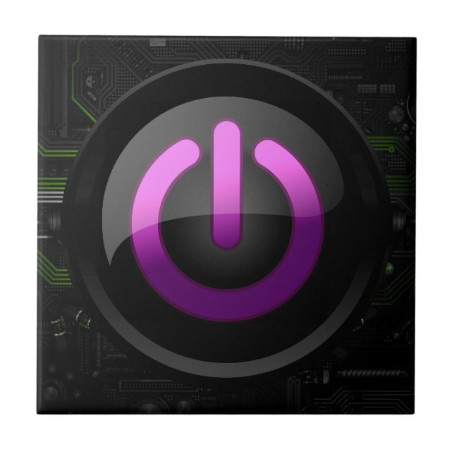 High-Tech Elegance: Purple Power Button Tile (Front)
