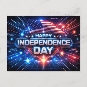 High-Tech Patriotic Independence Day Holiday Postcard