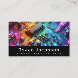 High Tech Rainbow Circuit Board Business Cards