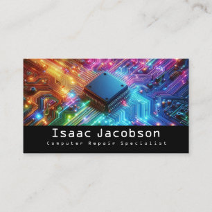 High Tech Rainbow Circuit Board Business Cards