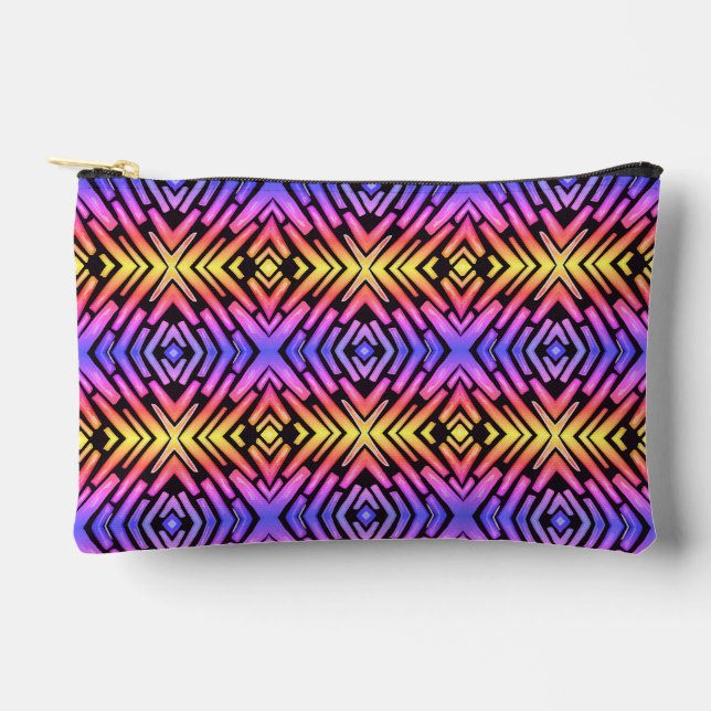 High Tech Sci Fi Neon Purple Yellow Pink  Accessory Pouch (Front)