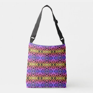 High Tech Sci Fi Neon Purple Yellow Pink Crossbody Bag