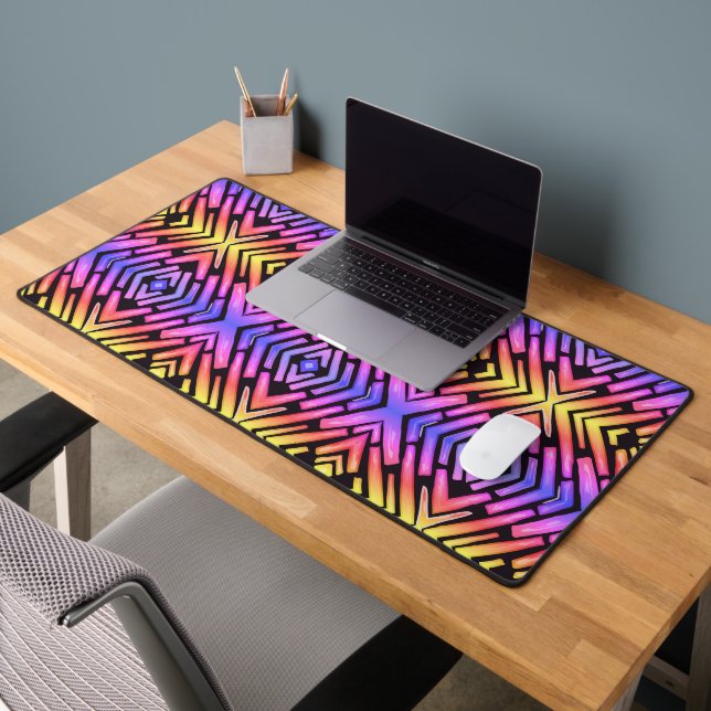 High Tech Sci Fi Neon Purple Yellow Pink  Desk Mat (Office 2)
