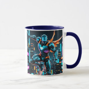 High-tech superhero robot with futuristic armor. mug